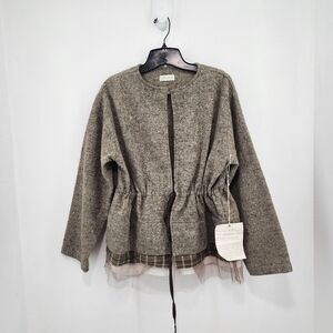 Krista Larson Women's Lily 100% Wool Collarless Blazer Jacket - OS